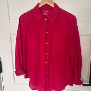 Gently worn Lilly Pulitzer Sea View Linen Button
Down Top -Size S